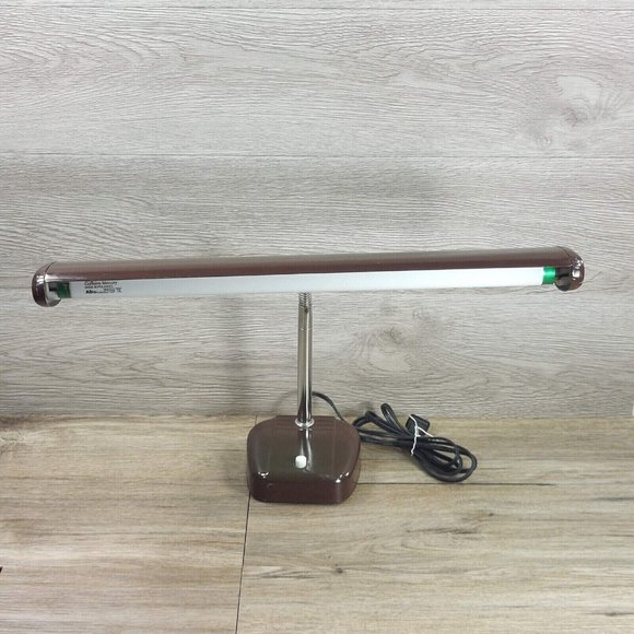 Vintage Fluorescent Desk Lamp Goose Neck Adjustable Brown Lamp Home Décor Art - Picture 8 of 12